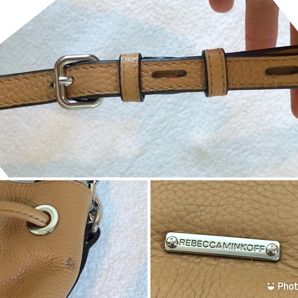 Rebecca Minkoff Fiona Bucket Bag in Soft Tan Pebbled Leather Silver Hardware - Picture 15 of 16